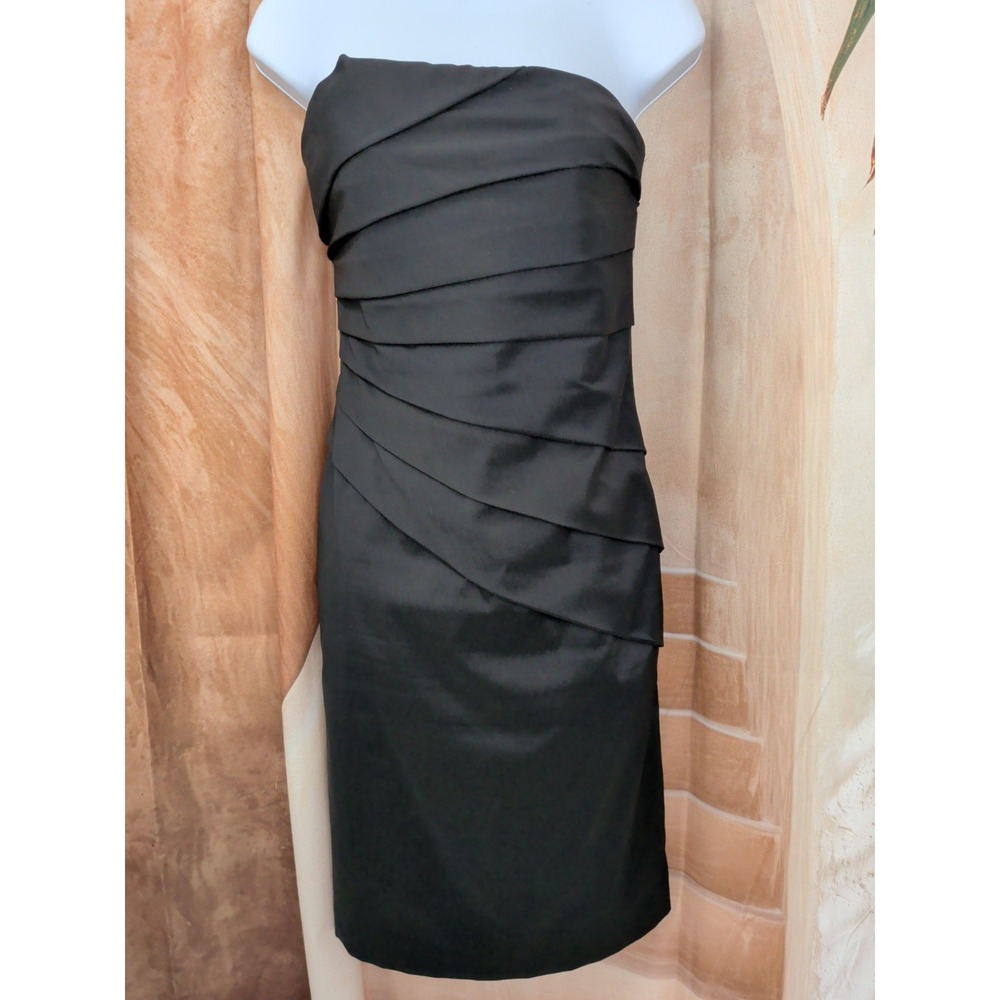 WHBM Strapless Tiered Black Cocktail Dress